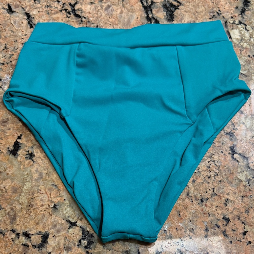 NWOT Vitamin A Teal High-Waisted Bikini Bottoms small